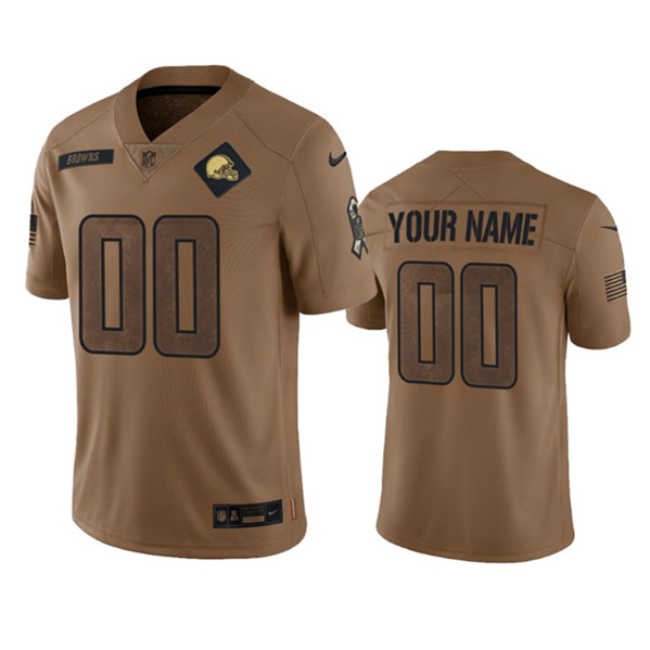 Mens Cleveland Browns Active Player Custom 2023 Brown Salute To Service Limited Football Stitched Jersey